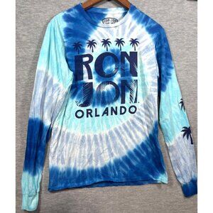 Ron Jon Orlando Tie Dye‎ Long Sleeve T-Shirt S 100% Cotton Blue & White Surf